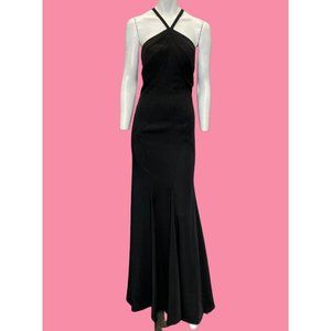 Dave & Johnny Halter Crossback Gown Black Size 9/10 NWT